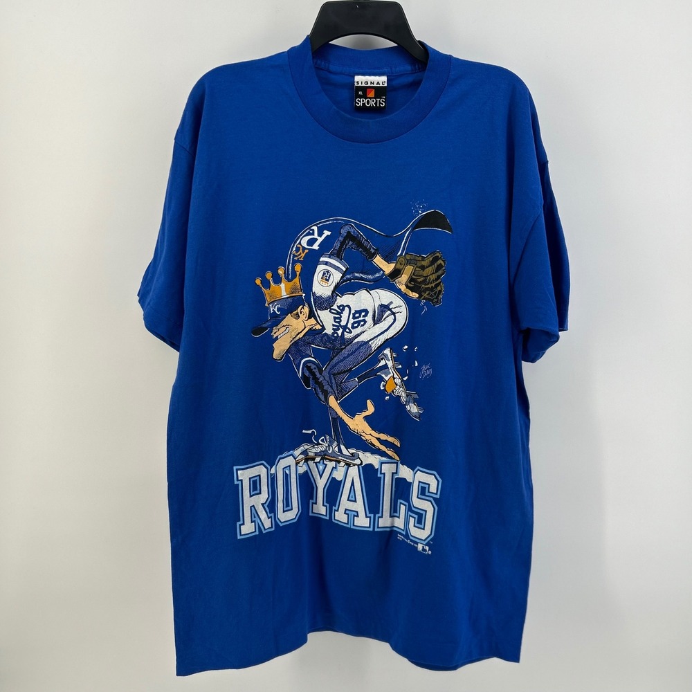 Vintage 1991 Kansas City Royals Signal Sports T Shirt XL Blue MLB Single Stitch